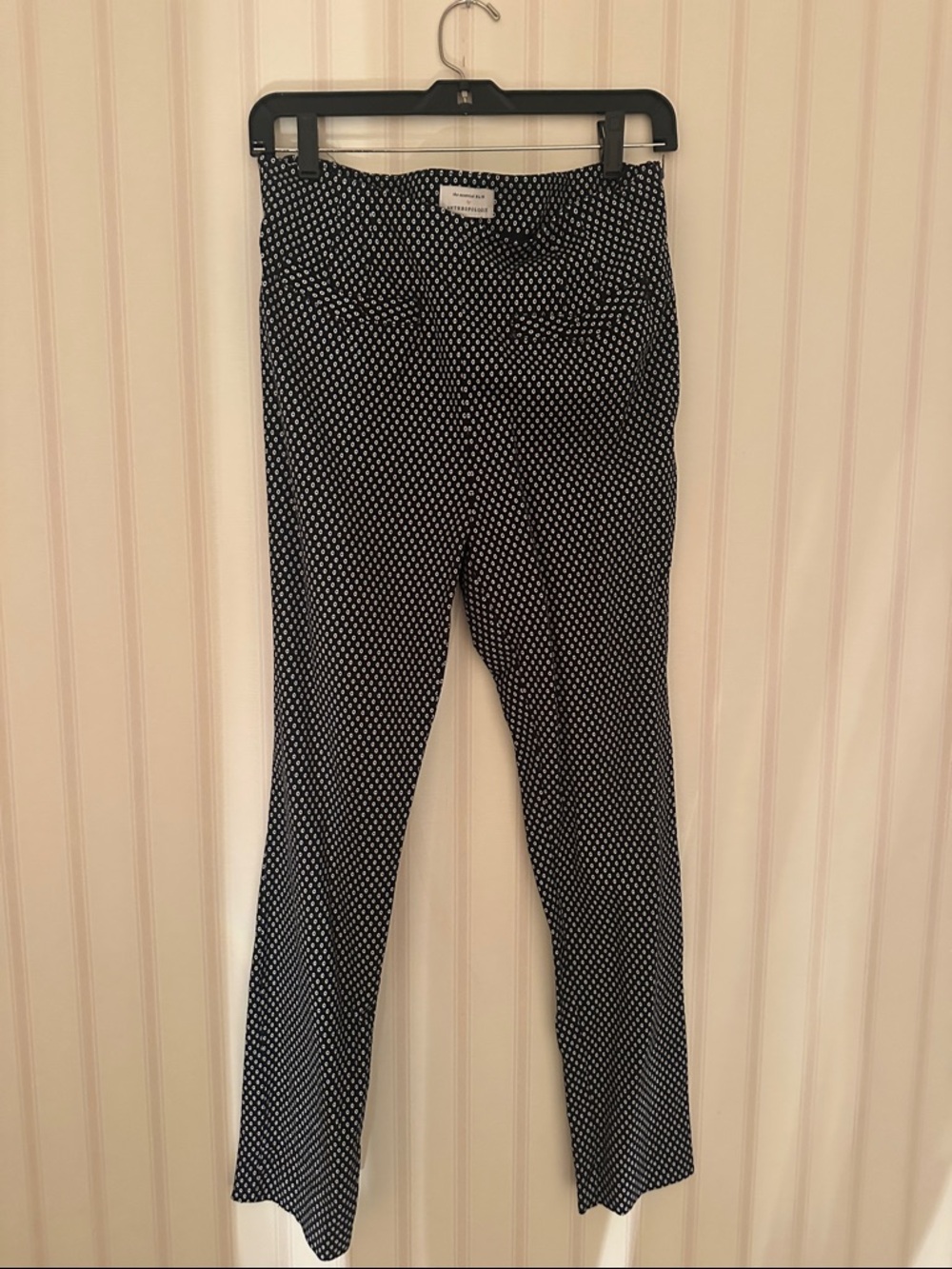 Anthropologie Black Pants with White Dot Print